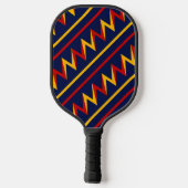 Geel en rood Zig Zag Racing Achtergrond Pickleball Paddle (Achterkant)