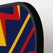 Geel en rood Zig Zag Racing Achtergrond Pickleball Paddle (Links Detail)