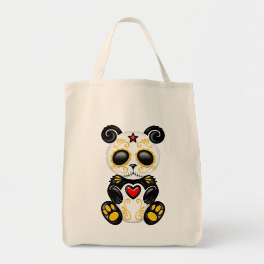 Geel en rood Zombie Sugar Panda Beer Tote Bag (Voorkant)