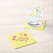 Geel en Roze Ballon Meisje Verjaardagspapier Coast Kartonnen Onderzetters (Insitu)