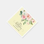 Geel en roze bloemen 80ste verjaardagsfeest servet (Hoek)