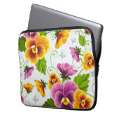 Geel en roze bloempatroon laptop sleeve (Voorkant Links)