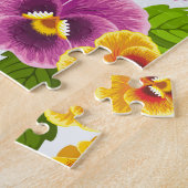 Geel en roze bloempatroon legpuzzel (Zijkant)