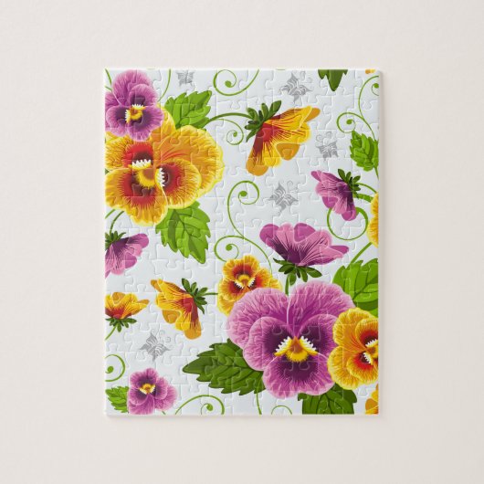 Geel en roze bloempatroon legpuzzel (Verticaal)