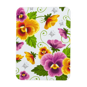 Geel en roze bloempatroon magneet
