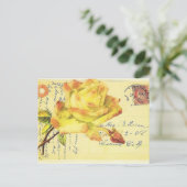 Geel en Roze Briefkaart met stempelafdruk (Staand voorkant)