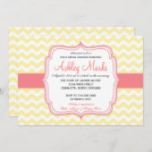 Geel en Roze Chevron Uitnodiging (Voorkant / Achterkant)