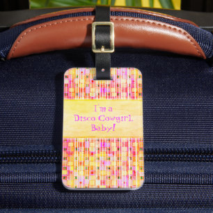 Geel en Roze Cowgirl Fringe Bagagelabel