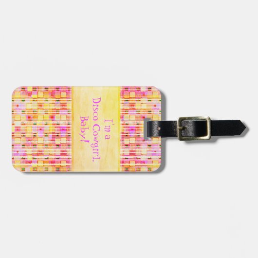 Geel en Roze Cowgirl Fringe Bagagelabel (Voorkant horizontaal)