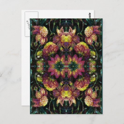 Geel en Roze Dahlias Briefkaart (Voorkant / Achterkant)