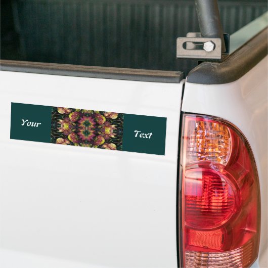 Geel en Roze Dahlias en Jouw tekst Bumpersticker (Op Truck)