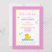 Geel en Roze Duck Polka Dots Baby shower Invita Kaart (Voorkant)