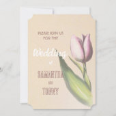 Geel en Roze Elegant Tulip | Romantische bruiloft  Kaart (Voorkant)