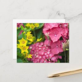 Geel en roze feestdagenkaart