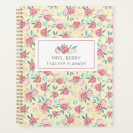 Geel en Roze Floral leraar Planner