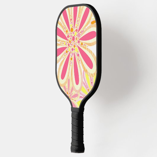 Geel en Roze Floral Pickleball Paddle (Links)