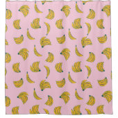 Geel en Roze Funky Hipster Banaan Patroon Douchegordijn (Voorkant)