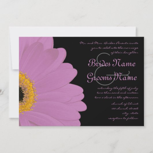 Geel en Roze Gerber Daisy Wedding Uitnodiging (Voorkant)