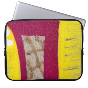 Geel en roze geverfde wand laptop sleeve