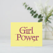 Geel en roze GIRL power Springtme Flower Briefkaart (Staand voorkant)