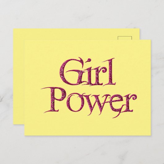 Geel en roze GIRL power Springtme Flower Briefkaart (Voorkant / Achterkant)