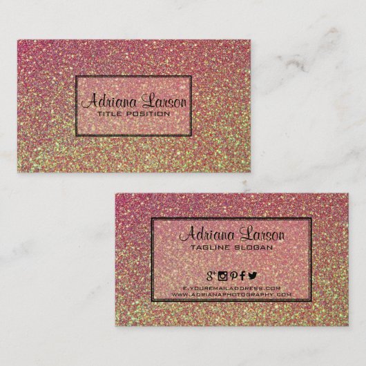 Geel en roze glitterpatroon visitekaartje (Voorkant / Achterkant)