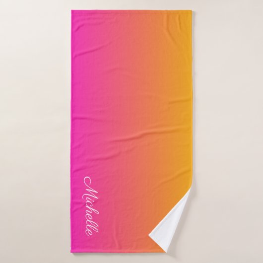 Geel en roze gradiënt ombre badhanddoek (Badhanddoek)