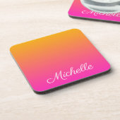 Geel en roze gradiënt ombre bier onderzetter (Linkerzijde)