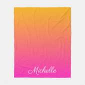 Geel en roze gradiënt ombre fleece deken (Voorkant)