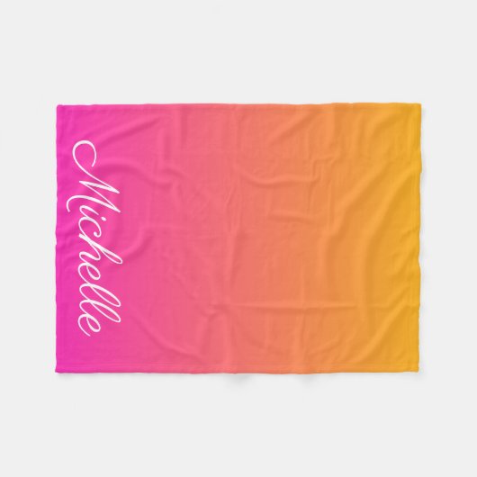 Geel en roze gradiënt ombre fleece deken (Voorkant (Horizontaal))