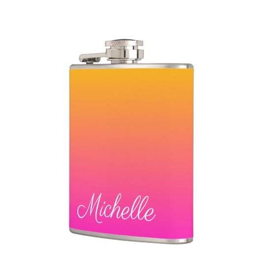 Geel en roze gradiënt ombre heupfles (Links)