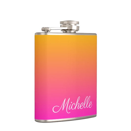 Geel en roze gradiënt ombre heupfles (Rechts)