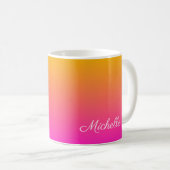 Geel en roze gradiënt ombre koffiemok (Voorkant rechts)