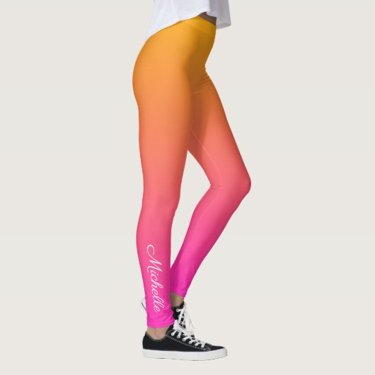 Geel en roze gradiënt ombre leggings (Rechts)