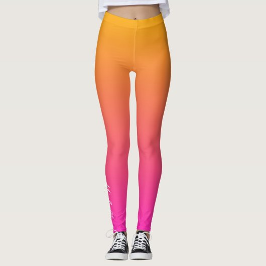 Geel en roze gradiënt ombre leggings (Voorkant)