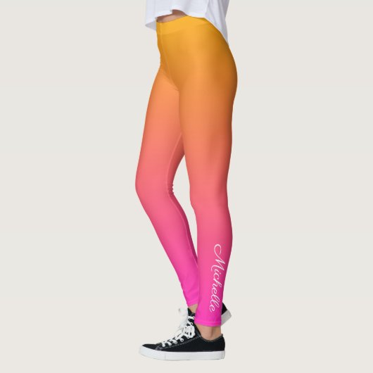 Geel en roze gradiënt ombre leggings (Links)