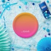 Geel en roze gradiënt ombre papieren bordje (Feest)