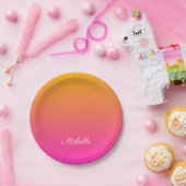 Geel en roze gradiënt ombre papieren bordje (Feest)