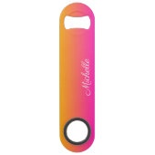 Geel en roze gradiënt ombre speed flessenopener (Voorkant)