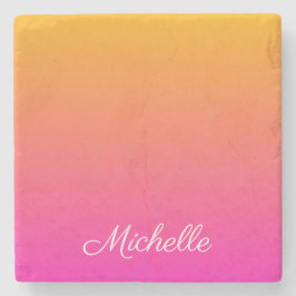 Geel en roze gradiënt ombre stenen onderzetter