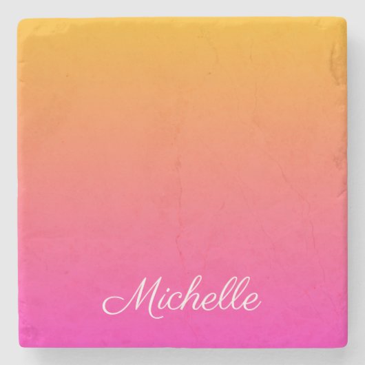 Geel en roze gradiënt ombre stenen onderzetter (Voorkant)