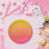 Geel en roze gradiënt papieren bordje (Feest)