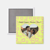 Geel en Roze Hart Patroon Aangepaste Foto Tekst Magneet (Voorkant / Achterkant)