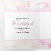 Geel en roze kleurstof drieluik uitnodiging (Binnenzijde eerst)