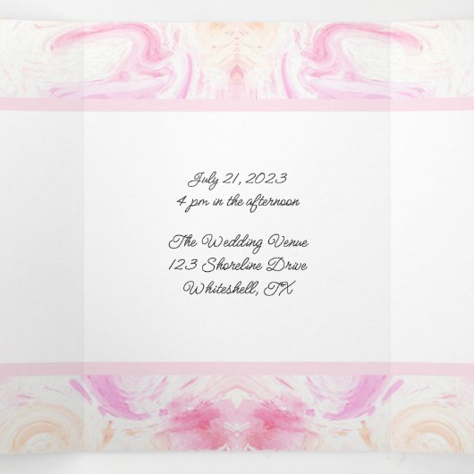 Geel en roze kleurstof drieluik uitnodiging (Binnenkant midden)