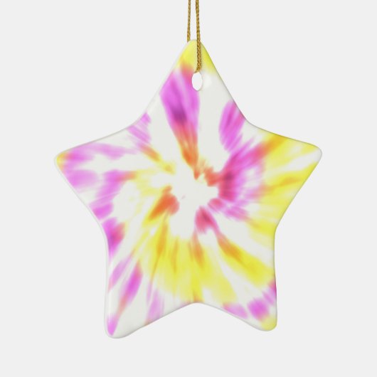 Geel en roze kleurstof keramisch ornament (Rechts)