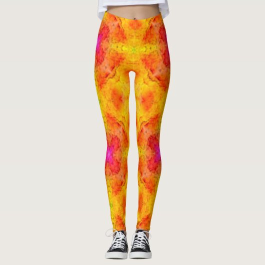 Geel en roze Leggings (Voorkant)
