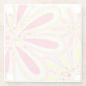 Geel en roze lentestbloem glazen onderzetter (Achterkant)