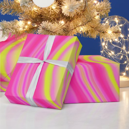 Geel en roze marmer cadeaupapier (Feestdagen)