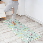 Geel en Roze Mermaid Pattern op Mint Yogamat